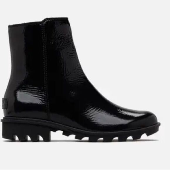 Sorel Phoenix Zip Waterproof Lug Sole Boot in Patent Black 8 - Picture 5 of 15